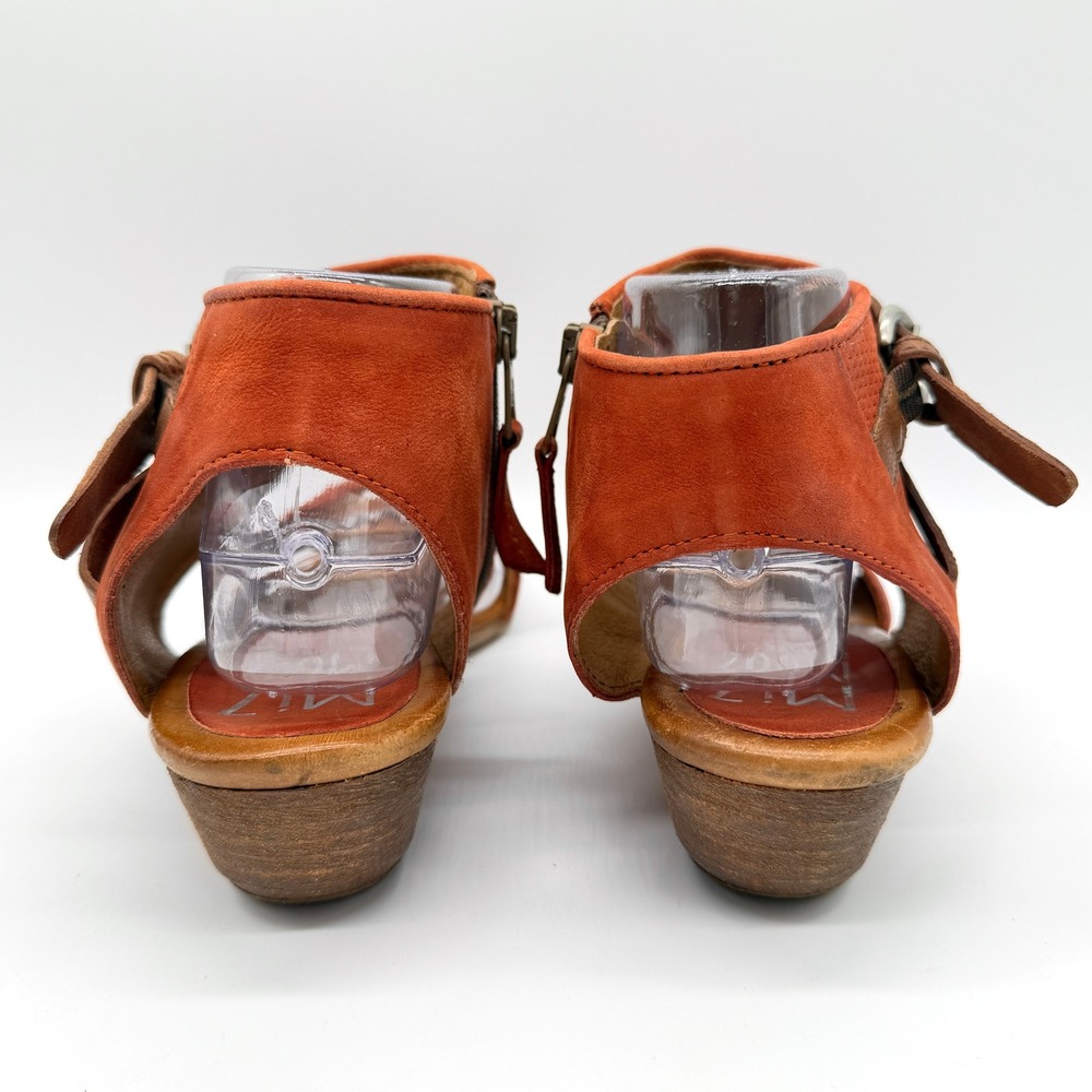 MIZ MOOZ Cheerful Leather Wrap Sandal Womens 41 Orange Tan Perforate Heel Shoe - Picture 3 of 10
